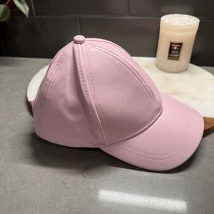 Pink Faux Leather Baseball Hat